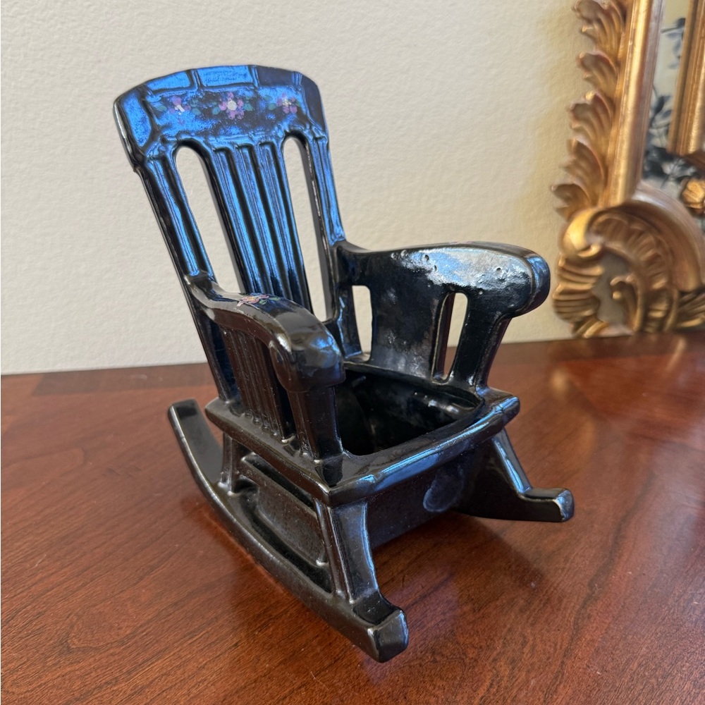 Vintage McCoy Black pottery Rocking Chair planter